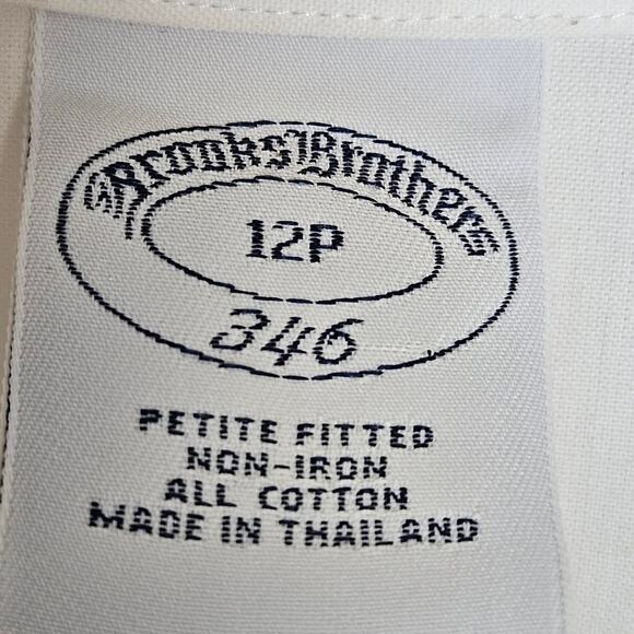 Brooks Brothers 346 Womens White Non-Iron Ruffle Oxford Button Down Shirt Sz 12P - Picture 6 of 10